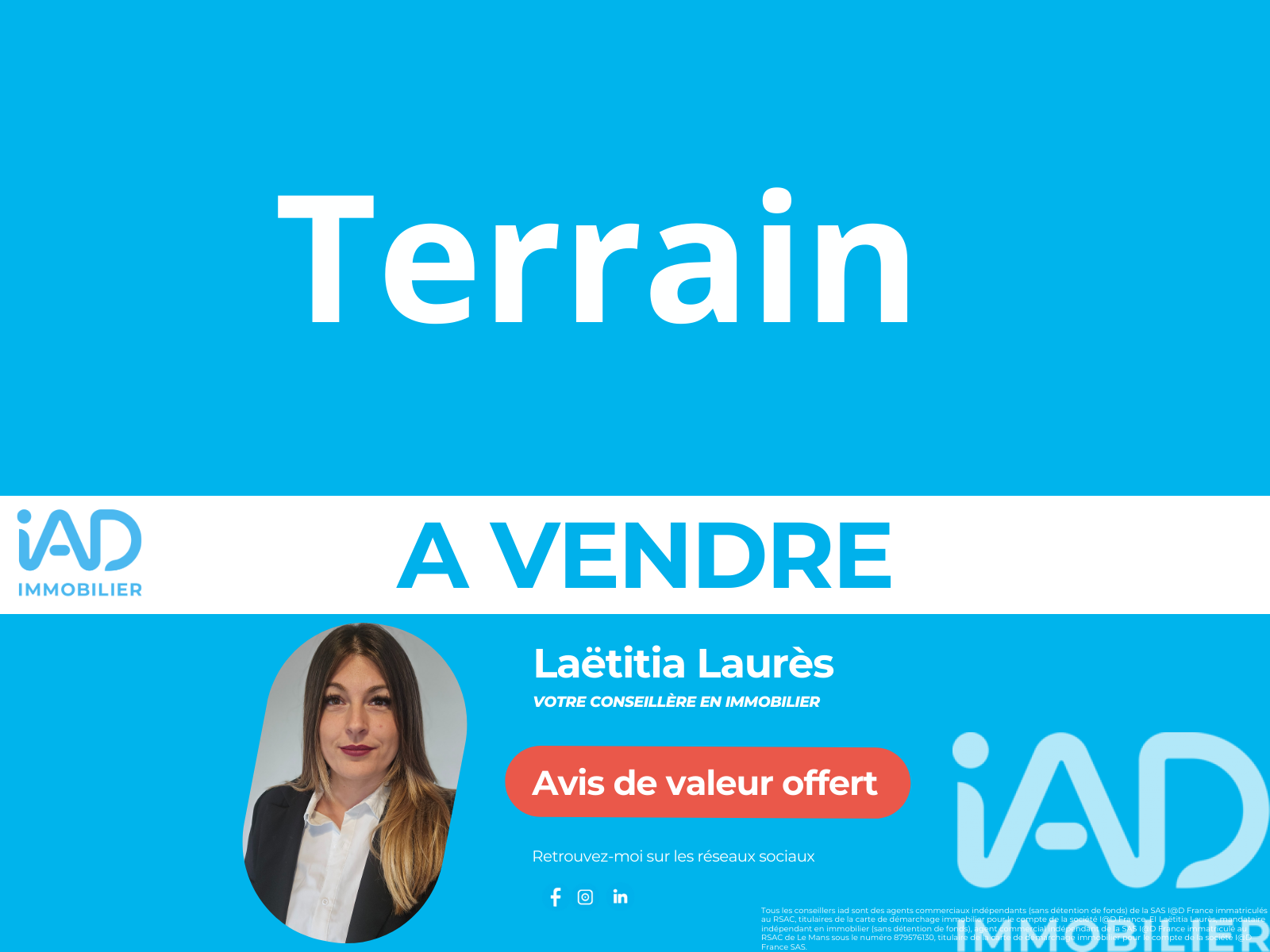 Vente Terrain 1 900 m²