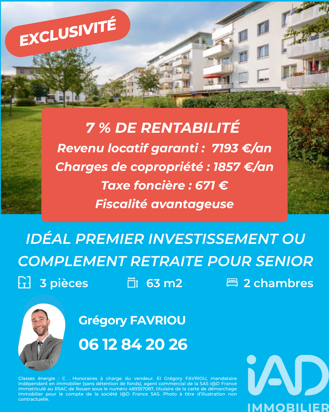 Vente appartement à Nantes (44200) : appartement 3 pièces 63 m² — 2