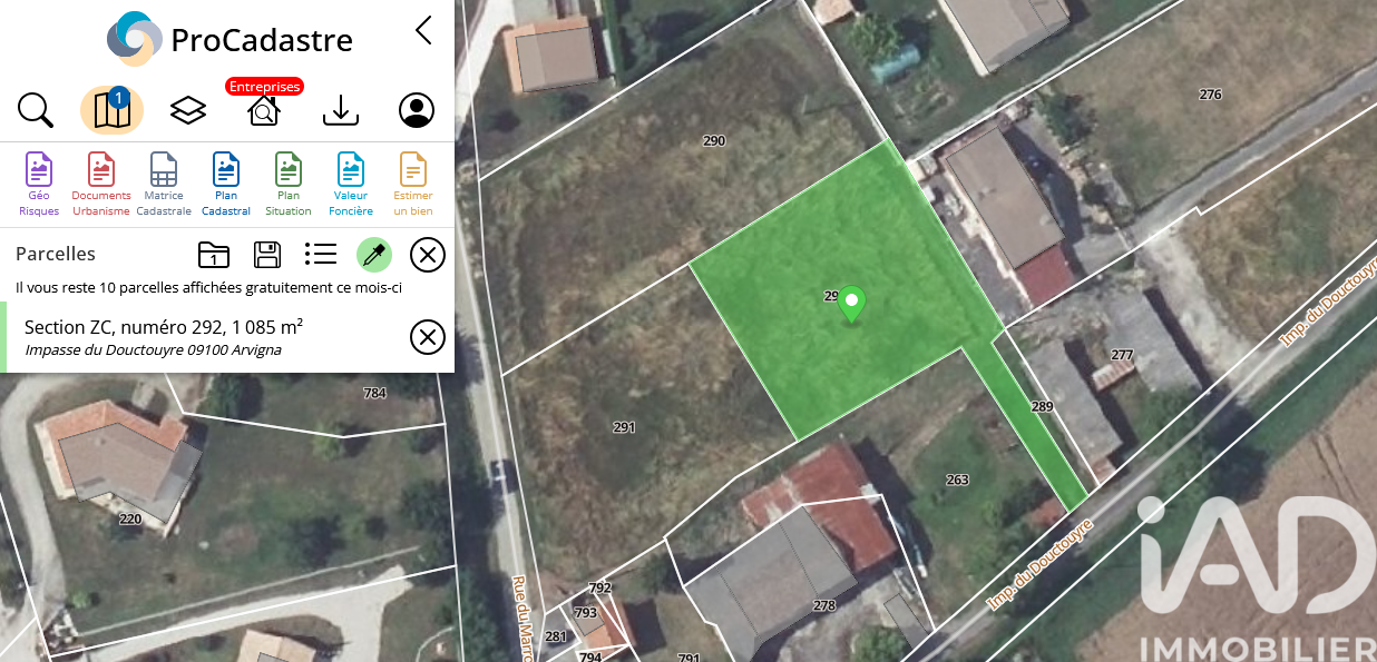 Vente Terrain à bâtir 1 085 m²