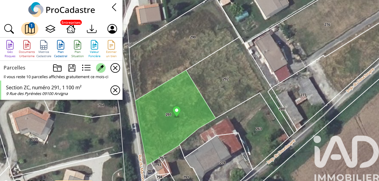 Vente Terrain à bâtir 1 100 m²