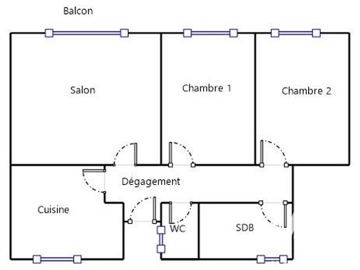 Vente appartement à Lannemezan (65300) : appartement 3 pièces 55 m² — 6
