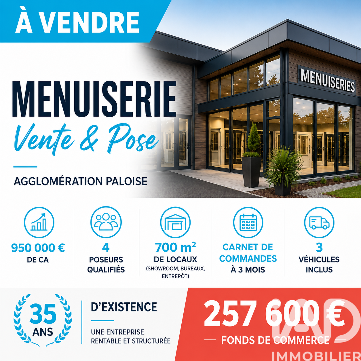 Vente Menuiserie 700 m&sup2;
