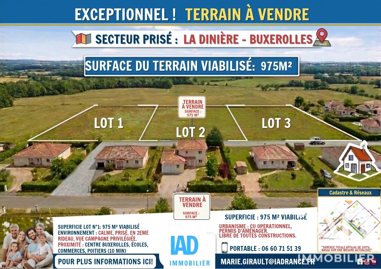 Vente Terrain 975 m&sup2;