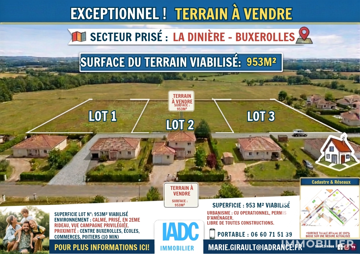 Vente Terrain 953 m&sup2;