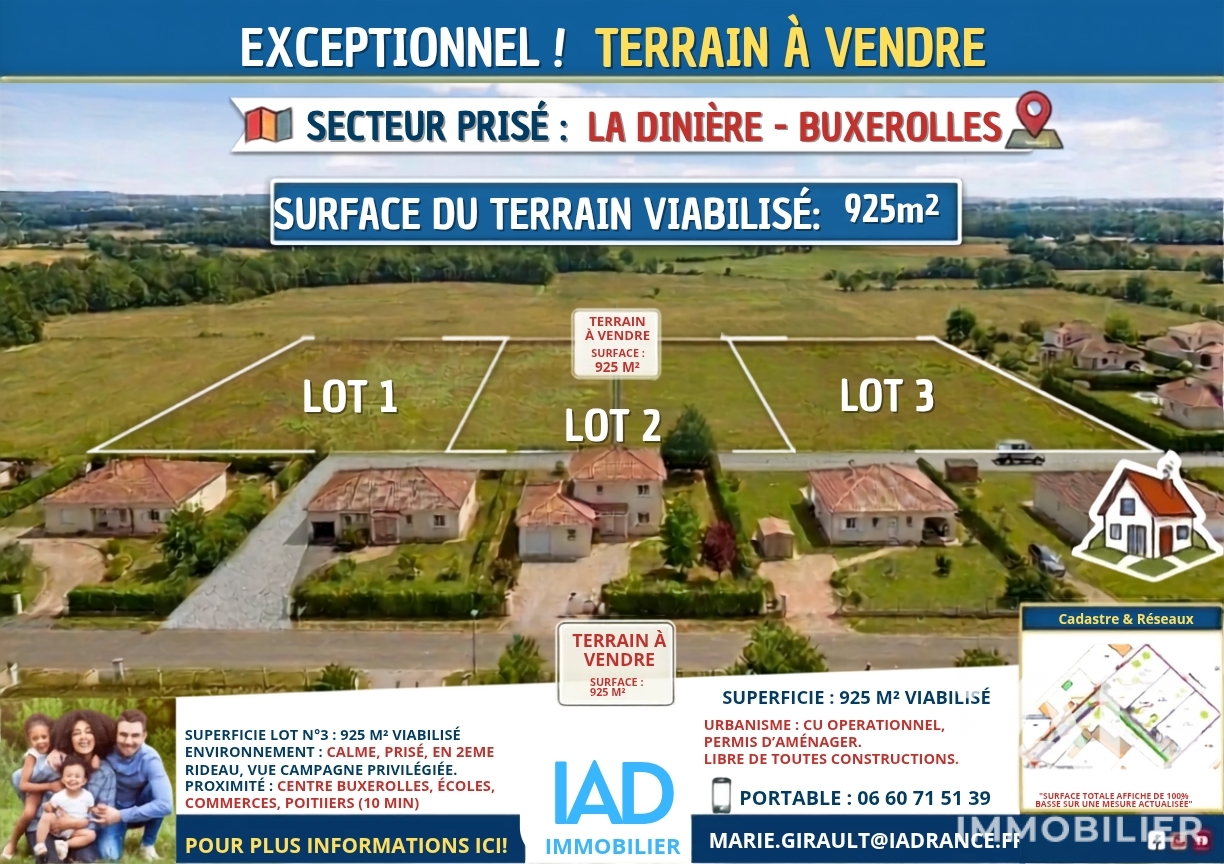 Vente Terrain 925 m&sup2;