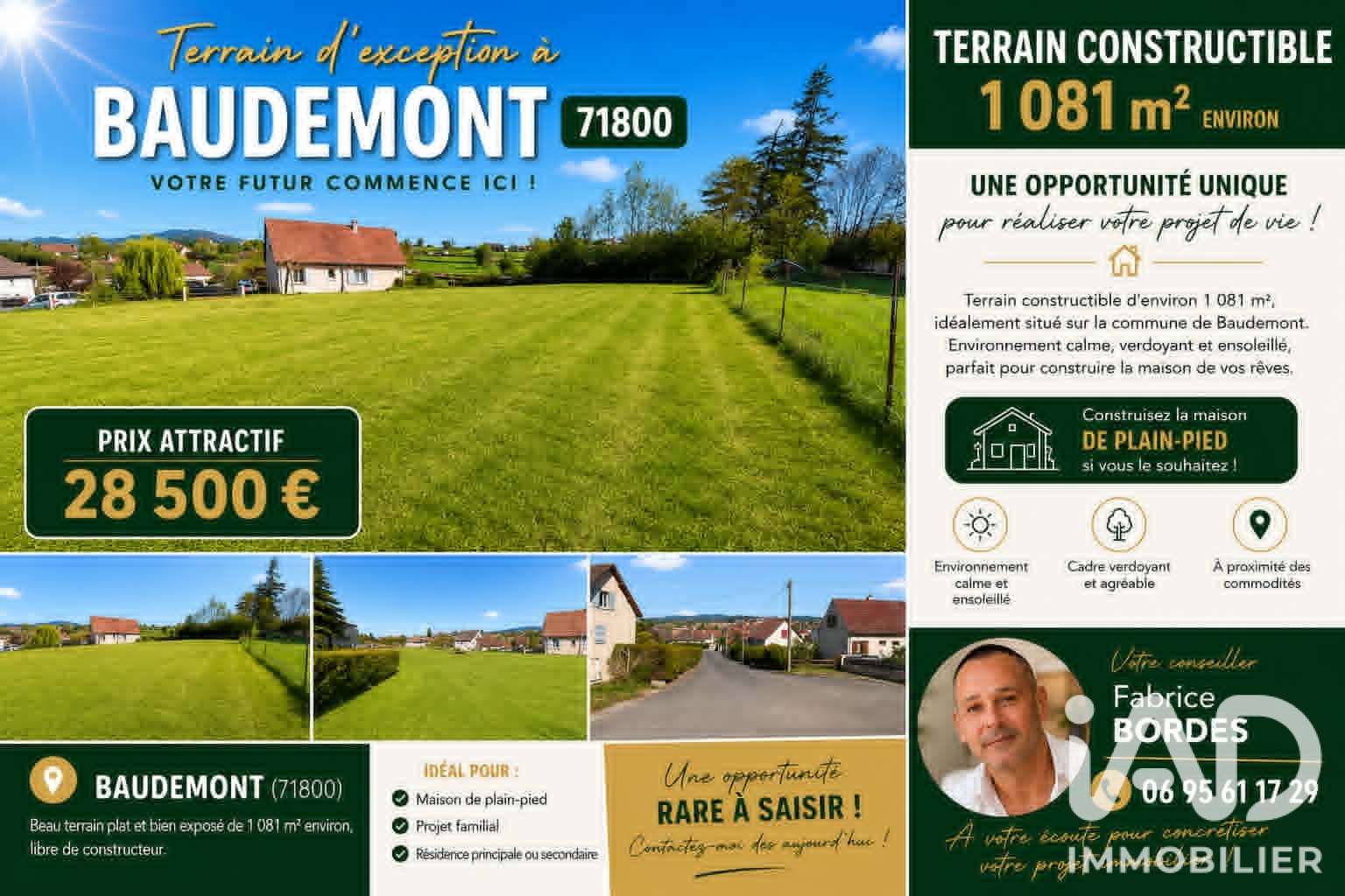 Vente Terrain à bâtir 1 081 m²