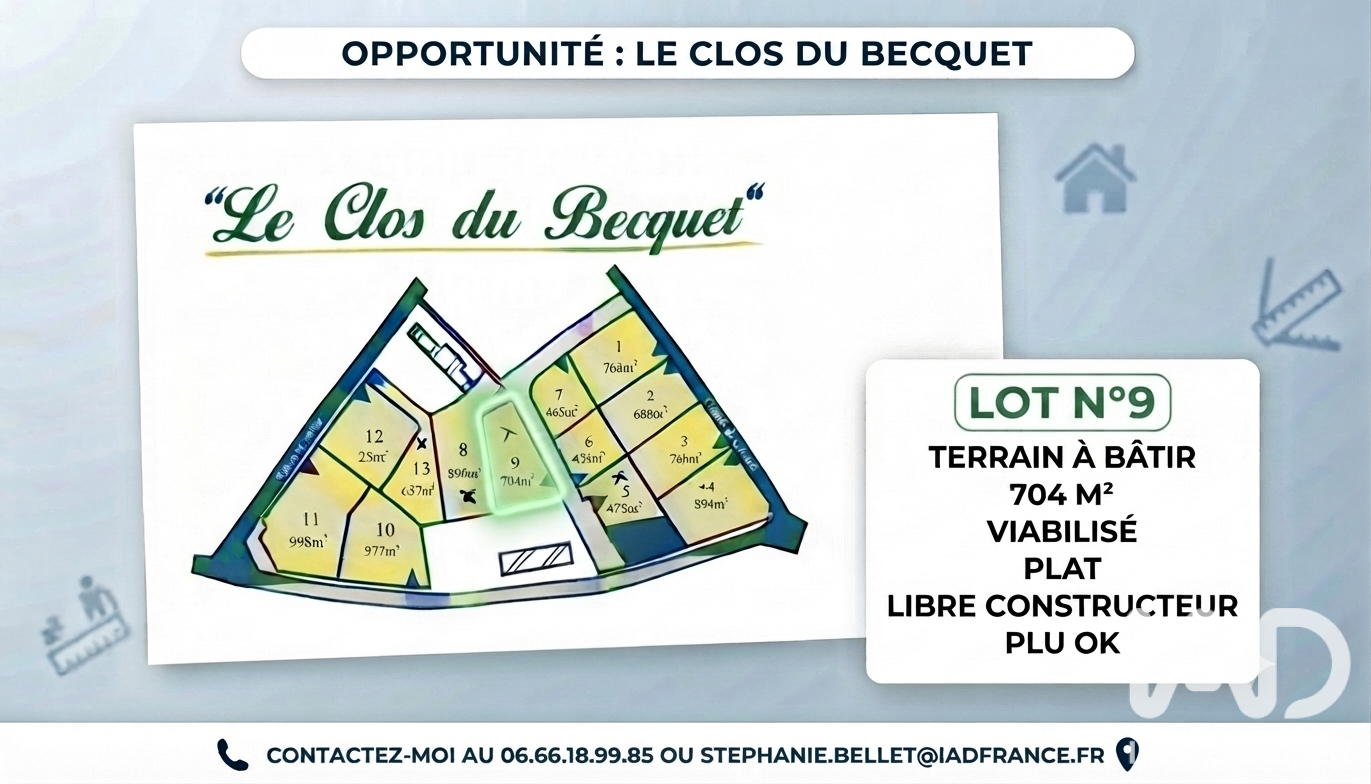 Vente Terrain à bâtir 704 m²