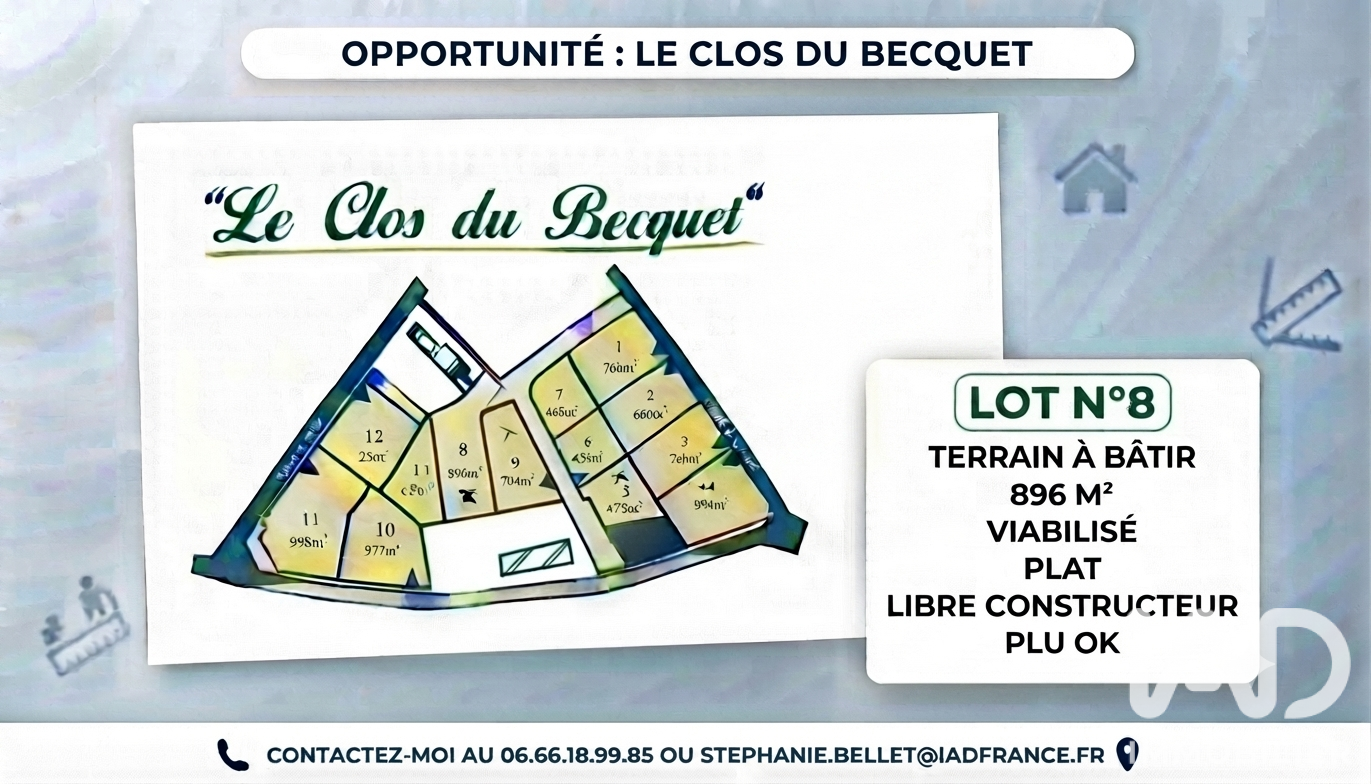 Vente Terrain à bâtir 896 m²