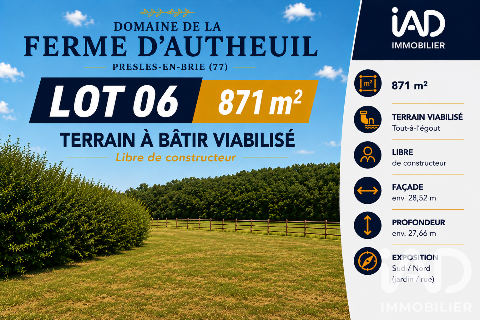 Vente Terrain à bâtir 871 m²
