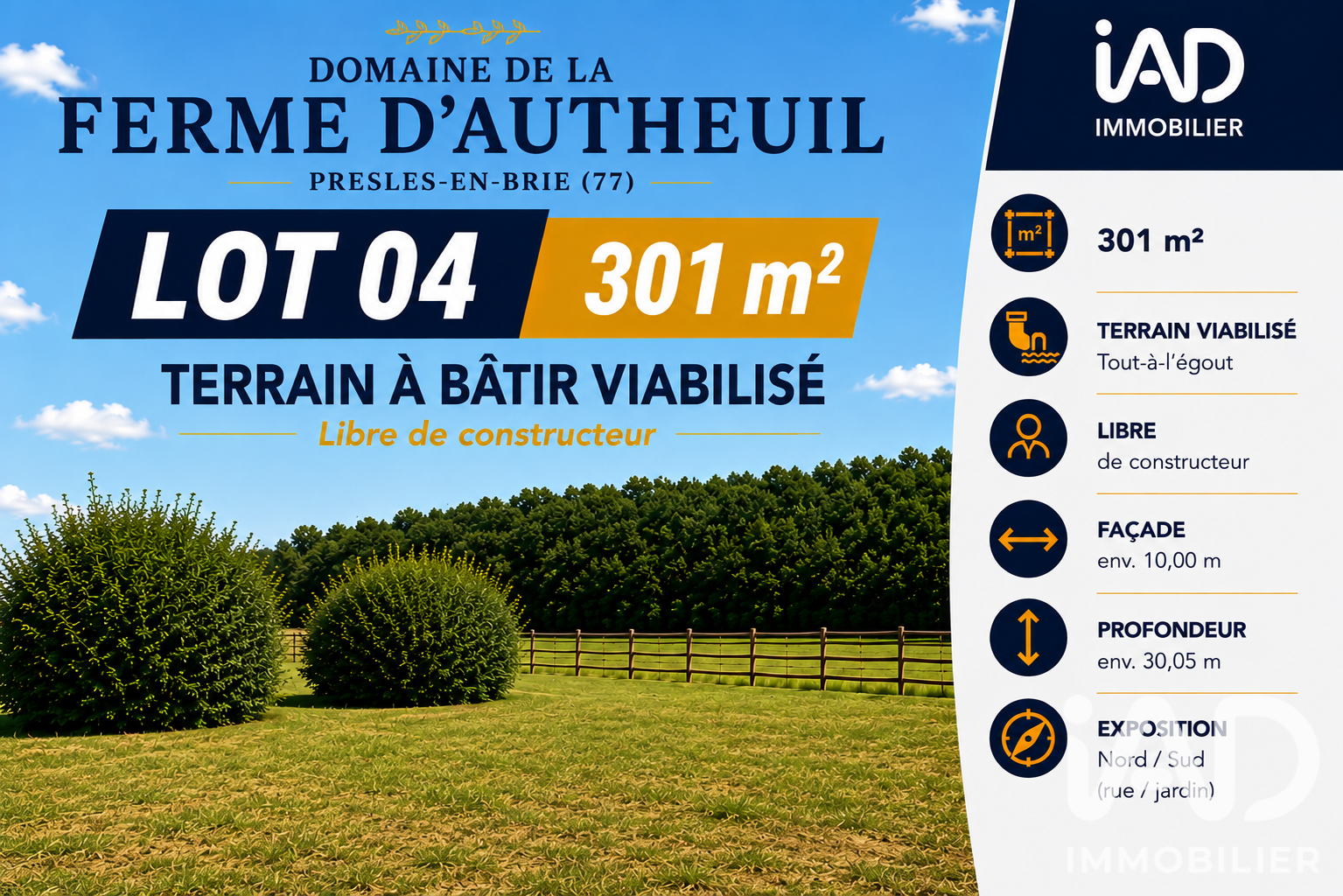 Vente Terrain à bâtir 301 m²