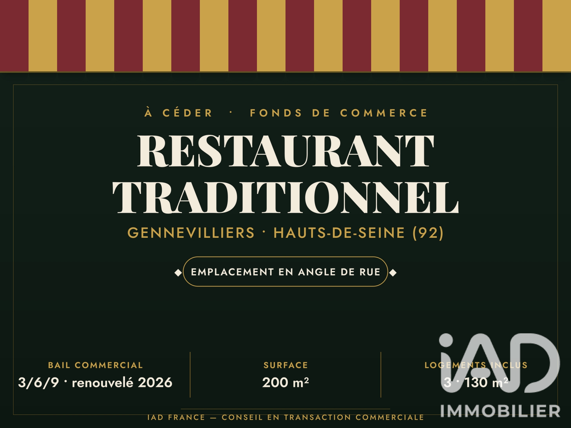 Vente Restauration rapide 210 m²