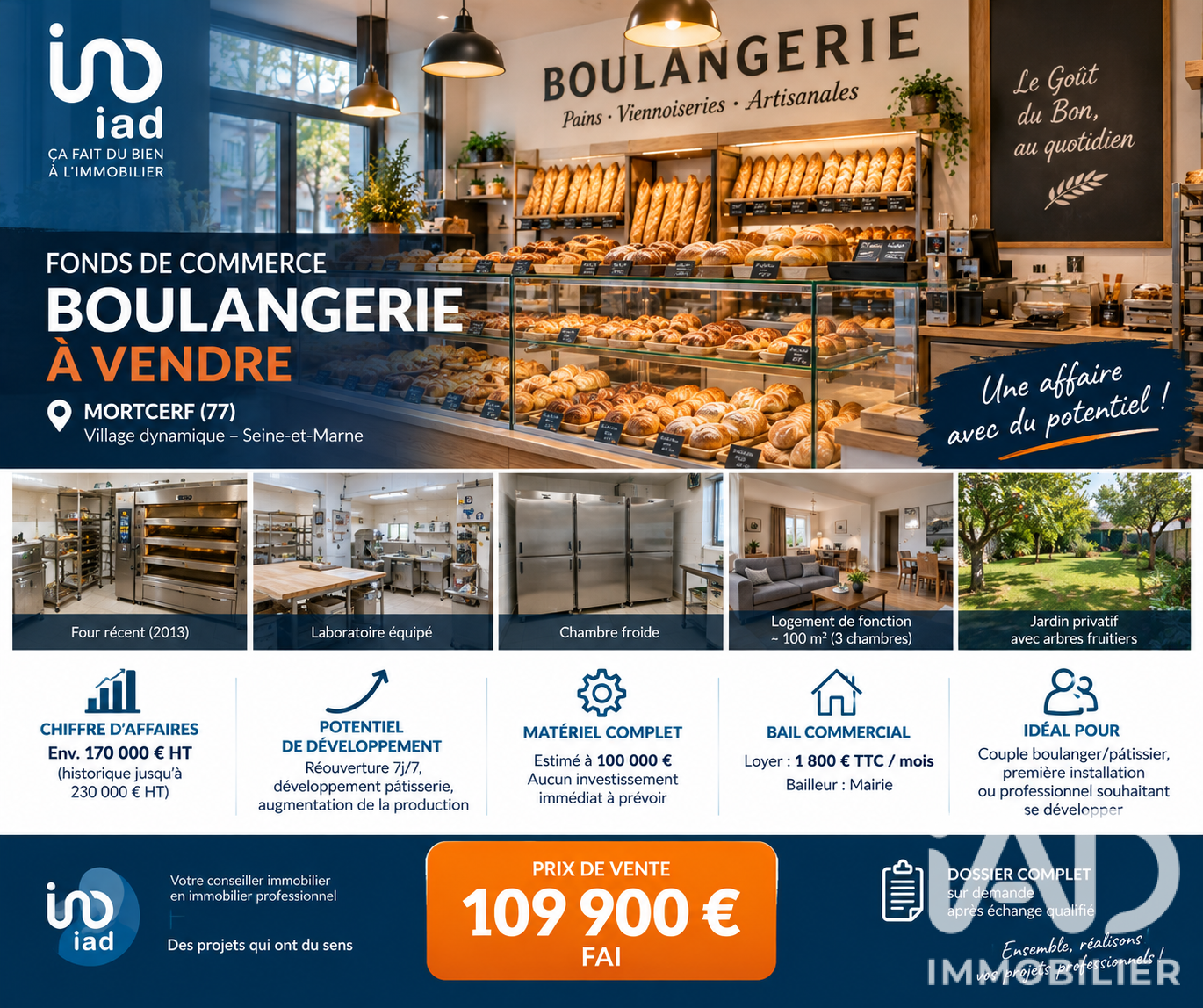 Vente Boulangerie, Pâtisserie 140 m²