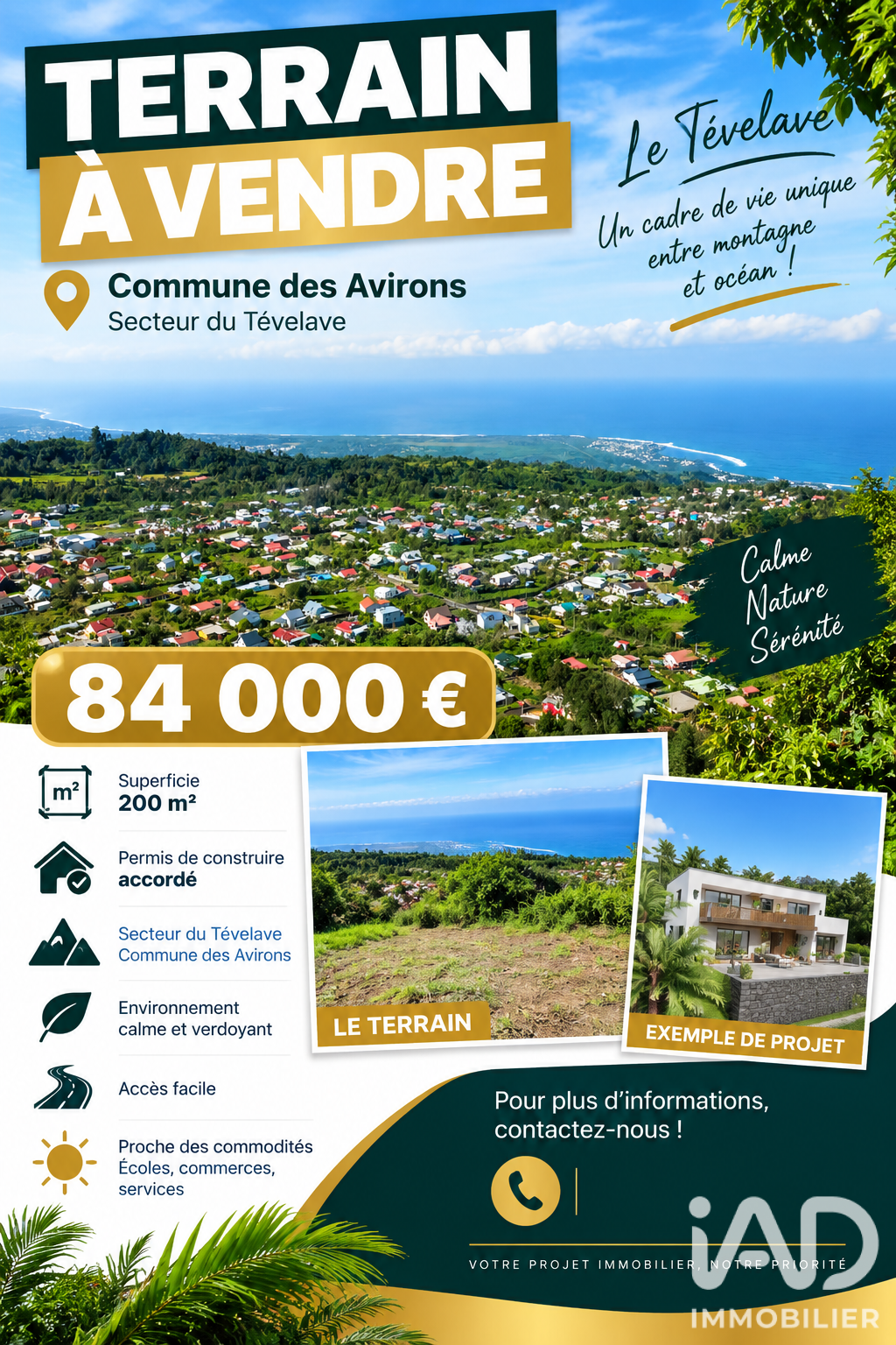 Terrain à vendre à Les Avirons — 84 000 € — IAD France