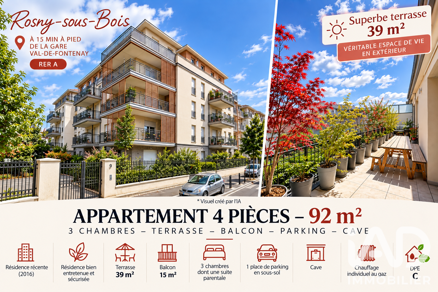 Appartement à vendre à Rosny-sous-Bois — 395 000 € — IAD France